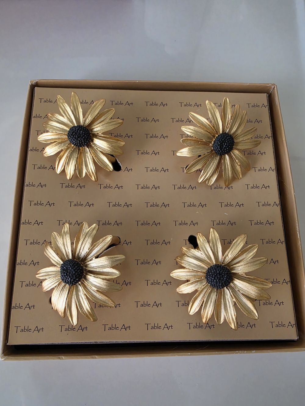 Table Art Gold Daisy Napkin Rings - Set of 4 Michael Michaud